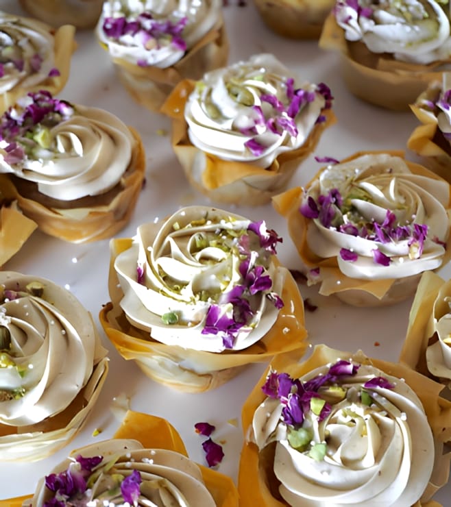 Pistachio-Sprinkled Rose Cupcakes, Diwali